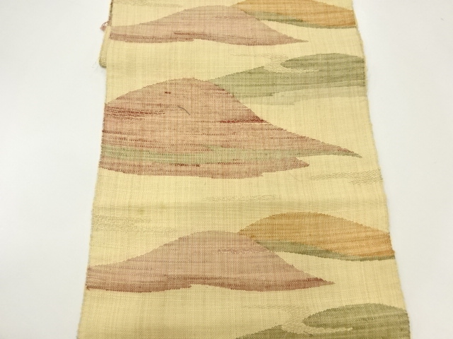 JAPANESE KIMONO / ANTIQUE NAGOYA OBI / SILK / HAND WOVEN TSUMUGI / DISTANT MOUNTAINS
